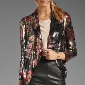Lovers + Friends floral sequin jacket XS